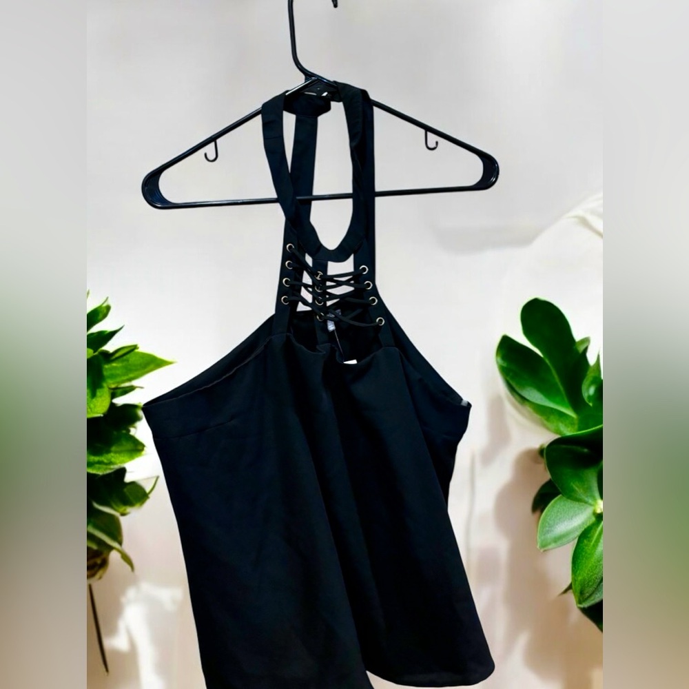 Charlotte Russe high neck with criss cross ties